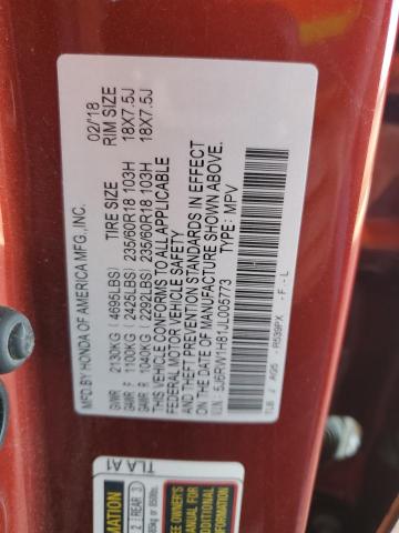 5J6RW1H81JL005773 - 2018 HONDA CR-V EXL 红色 照片 13