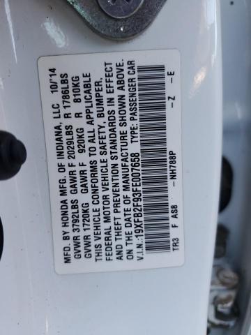 19XFB2F93FE007658 - 2015 HONDA CIVIC EXL WHITE photo 12