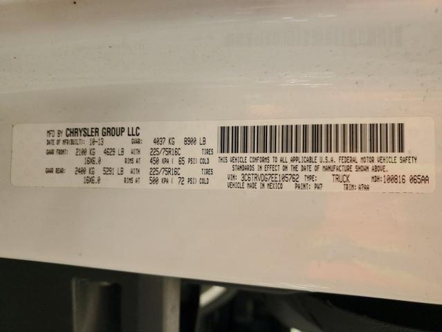 3C6TRVDG7EE105762 - 2014 RAM PROMASTER 2500 HIGH WHITE photo 13