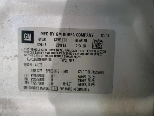 KL4CJBSB1FB099178 - 2015 BUICK ENCORE CONVENIENCE 银色 照片 13