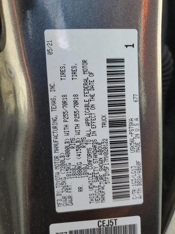 5TFDY5F17MX020122 - 2021 TOYOTA TUNDRA CREWMAX SR5 GRAY photo 12