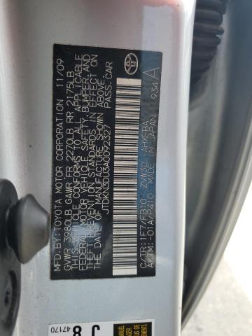 JTDKN3DU3A0092327 - 2010 TOYOTA PRIUS Argent photo 13