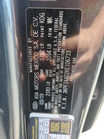 3KPF24AD2KE106733 - 2019 KIA FORTE FE 灰色 照片 12