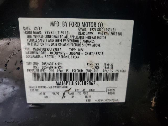 MAJ6P1UL9JC182867 - 2018 FORD ECOSPORT SE BLACK photo 14