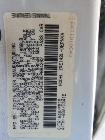 5YFBU4EE8DP094262 - 2013 TOYOTA COROLLA BASE Белый фото 13