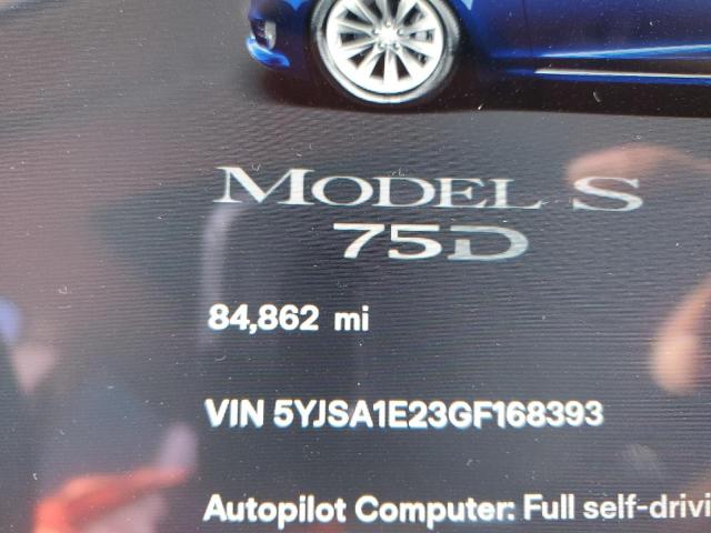 5YJSA1E23GF168393 - 2016 TESLA MODEL S Կապույտ լուսանկար 9