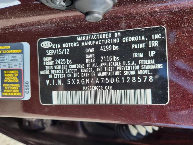 5XXGN4A75DG128578 - 2013 KIA OPTIMA EX BURGUNDY photo 12