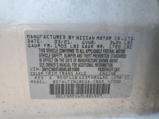 3N1CN8EV6ML881509 - 2021 NISSAN VERSA SV SILVER photo 13