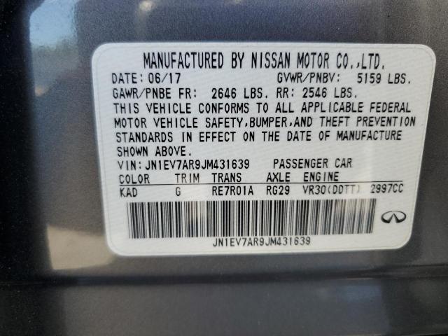 JN1EV7AR9JM431639 - 2018 INFINITI Q50 LUXE GRAY photo 13