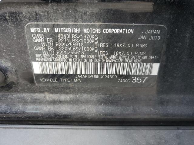 JA4AP3AU9KU024399 - 2019 MITSUBISHI OUTLANDER ES Schwarz Foto 13