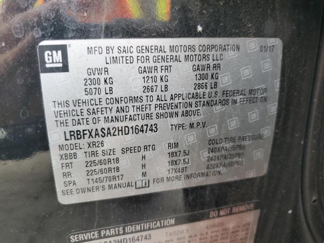 LRBFXASA2HD164743 - 2017 BUICK ENVISION PREFERRED შავი ფოტო 14