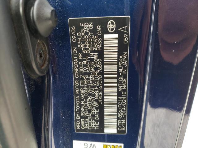 JTKDE167070176899 - 2007 TOYOTA SCION TC 蓝色 照片 12