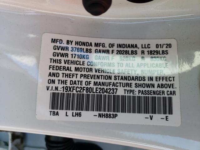 19XFC2F80LE204237 - 2020 HONDA CIVIC SPORT 白色 照片 12