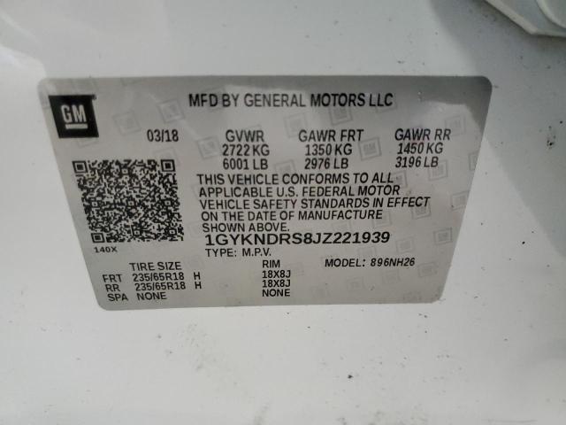 1GYKNDRS8JZ221939 - 2018 CADILLAC XT5 LUXURY Ağ foto 13