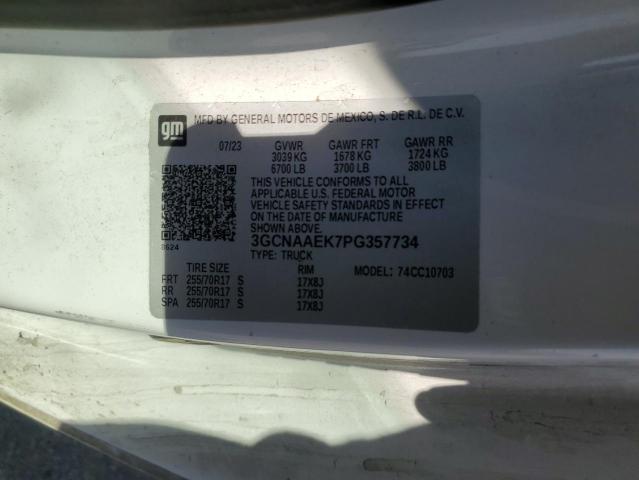 3GCNAAEK7PG357734 - 2023 CHEVROLET SILVERADO C1500 白色 照片 12