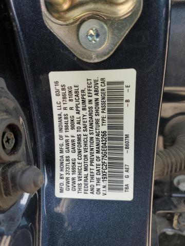 19XFC2F75GE043266 - 2016 HONDA CIVIC EX BLACK photo 12