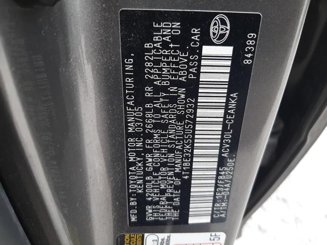 4T1BE32K55U572932 - 2005 TOYOTA CAMRY LE GRAY photo 12