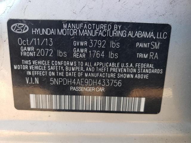 5NPDH4AE9DH433756 - 2013 HYUNDAI ELANTRA GLS SILVER photo 13