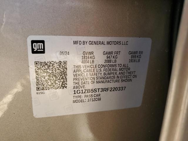 1G1ZB5ST3RF220337 - 2024 CHEVROLET MALIBU LS ბეჟი ფოტო 12