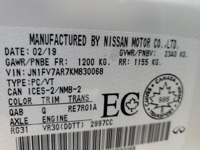 JN1FV7AR7KM830068 - 2019 INFINITI Q50 RED SP WHITE photo 12