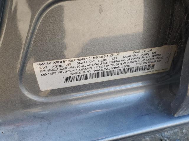 3VWML7AJ6BM658590 - 2011 VOLKSWAGEN JETTA TDI GRAY photo 12