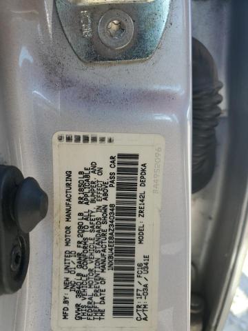 1NXBU4EE8AZ340348 - 2010 TOYOTA COROLLA BASE Gümüş foto 12