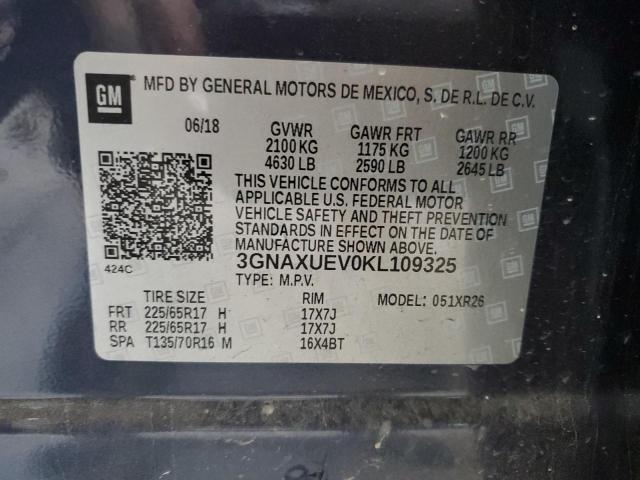 3GNAXUEV0KL109325 - 2019 CHEVROLET EQUINOX LT Blau Foto 14