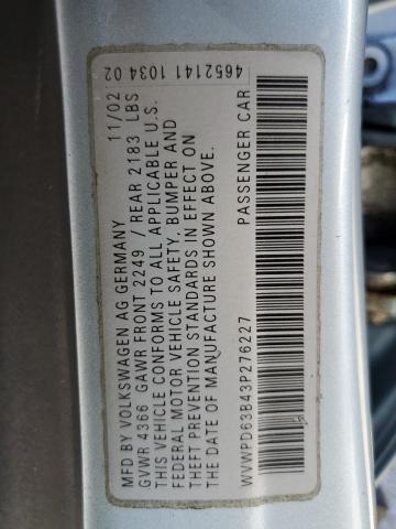 WVWPD63B43P276227 - 2003 VOLKSWAGEN PASSAT GLS SILVER photo 23