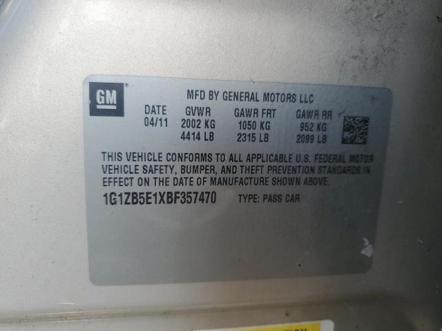 1G1ZB5E1XBF357470 - 2011 CHEVROLET MALIBU LS 棕色 照片 12