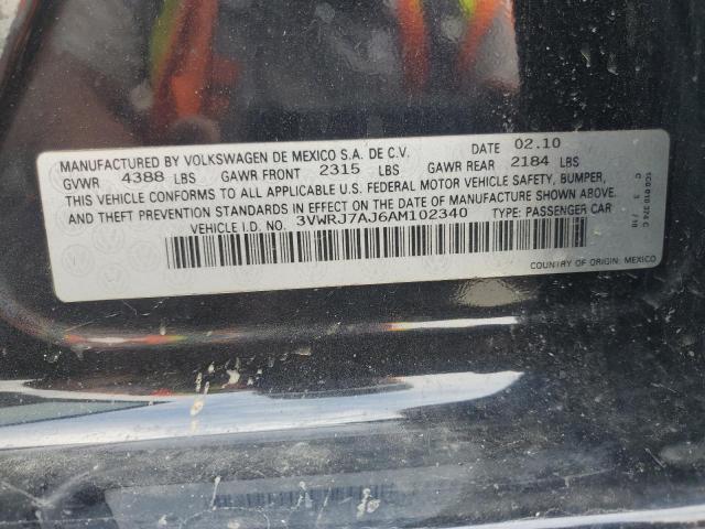 3VWRJ7AJ6AM102340 - 2010 VOLKSWAGEN JETTA WOLFSBURG 黑色 照片 12