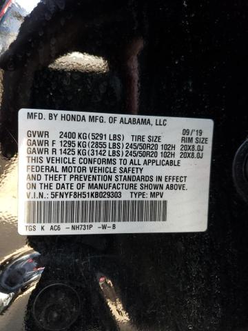 5FNYF8H51KB029303 - 2019 HONDA PASSPORT EXL 黑色 照片 13