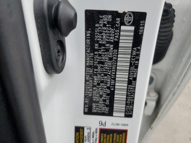 4T1BF1FKXHU279320 - 2017 TOYOTA CAMRY LE WHITE photo 12