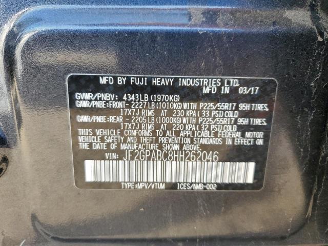 JF2GPABC8HH262046 - 2017 SUBARU CROSSTREK PREMIUM GRAY photo 12