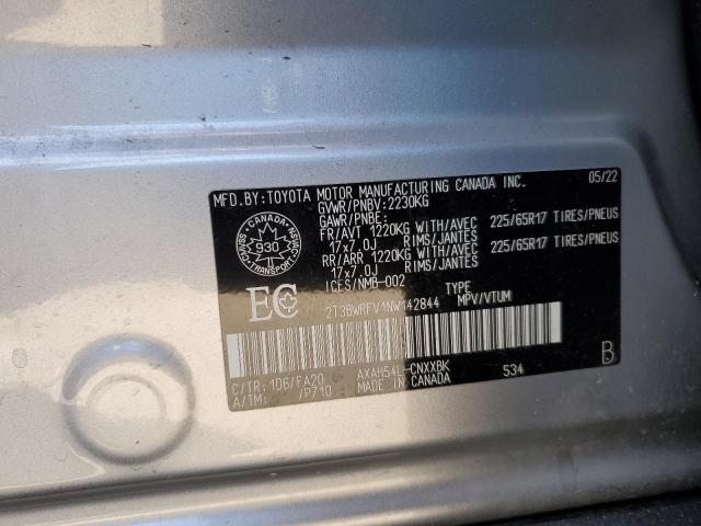 2T3BWRFV1NW142844 - 2022 TOYOTA RAV4 LE SILVER photo 14