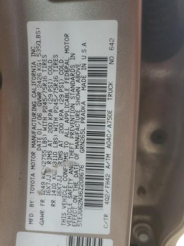 5TEJU62N36Z208676 - 2006 TOYOTA TACOMA DOUBLE CAB PRERUNNER BEIGE photo 13