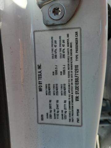 5YJ3E1EB8LF712910 - 2020 TESLA MODEL 3 Blanco foto 13
