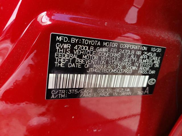 JTHGZ1B20M5037923 - 2021 LEXUS IS 350 F-SPORT RED photo 13