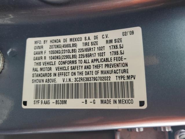 3CZRE38379G702022 - 2009 HONDA CR-V LX BLUE photo 13