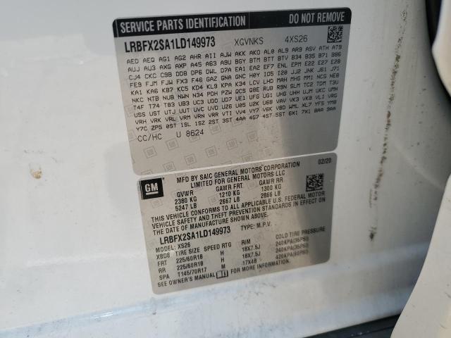 LRBFX2SA1LD149973 - 2020 BUICK ENVISION ESSENCE თეთრი ფოტო 14