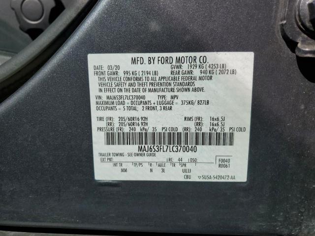 MAJ6S3FL7LC370040 - 2020 FORD ECOSPORT S ნაცრისფერი ფოტო 14