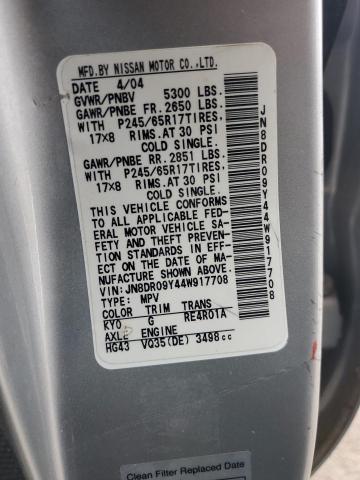 JN8DR09Y44W917708 - 2004 NISSAN PATHFINDER LE 银色 照片 13