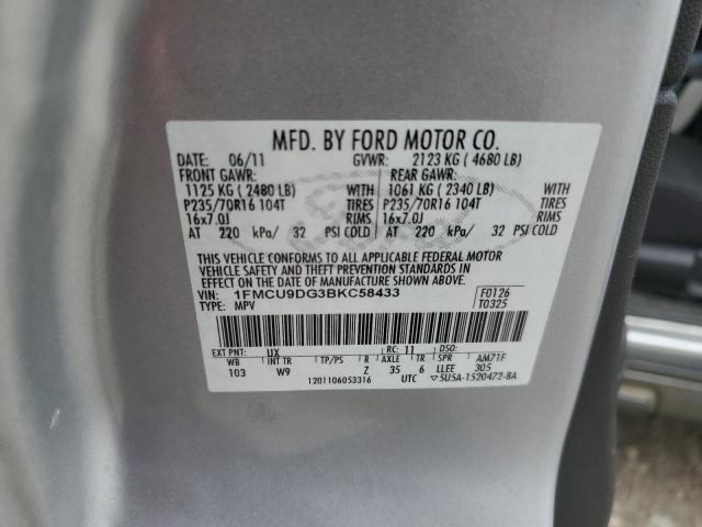 1FMCU9DG3BKC58433 - 2011 FORD ESCAPE XLT 银色 照片 13