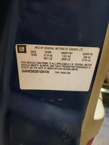 2G4WC562351234129 - 2005 BUICK LACROSSE CX Կապույտ լուսանկար 12