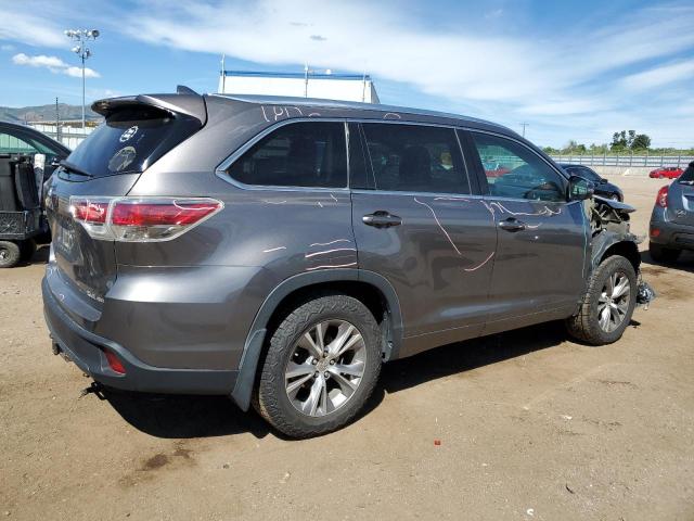 5TDJKRFH9ES017898 - 2014 TOYOTA HIGHLANDER XLE Gris foto 3