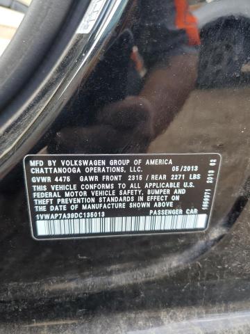 1VWAP7A39DC135013 - 2013 VOLKSWAGEN PASSAT S Чорний фото 13