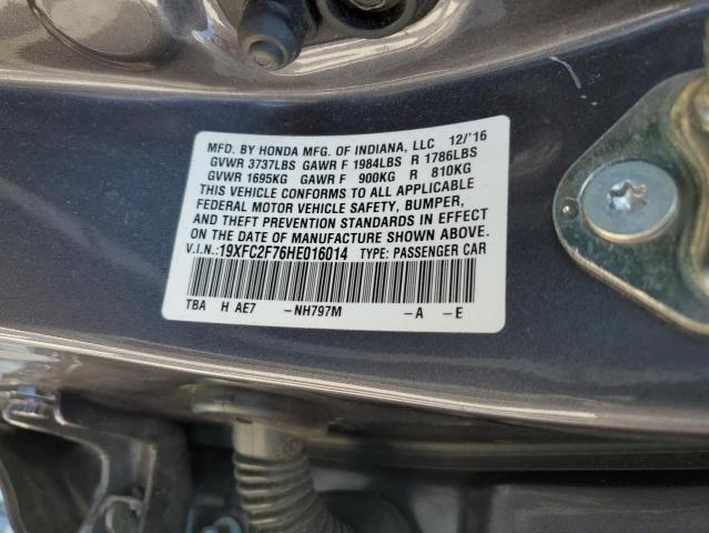 19XFC2F76HE016014 - 2017 HONDA CIVIC EX GRAY photo 12