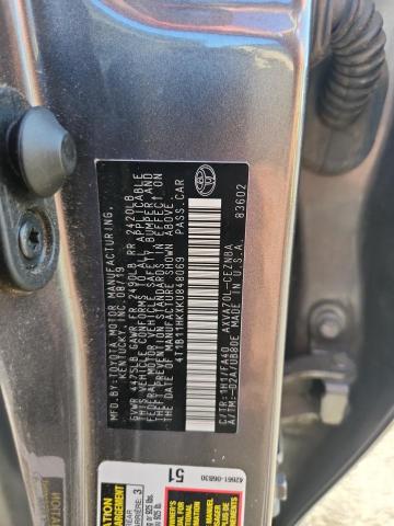 4T1B11HKXKU848069 - 2019 TOYOTA CAMRY L Сұр фото 12