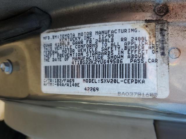 4T1BG22K2YU649586 - 2000 TOYOTA CAMRY CE SILVER photo 12