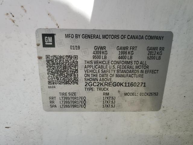 2GC2KREG0K1160271 - 2019 CHEVROLET SILVERADO K2500 HEAVY DUTY WHITE photo 12