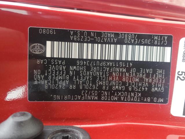 4T1G11AK9PU173466 - 2023 TOYOTA CAMRY SE NIGHT SHADE RED photo 12